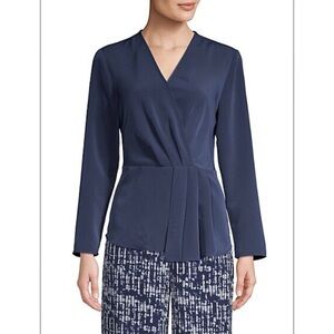 H by Halston Pleated Surplice Top